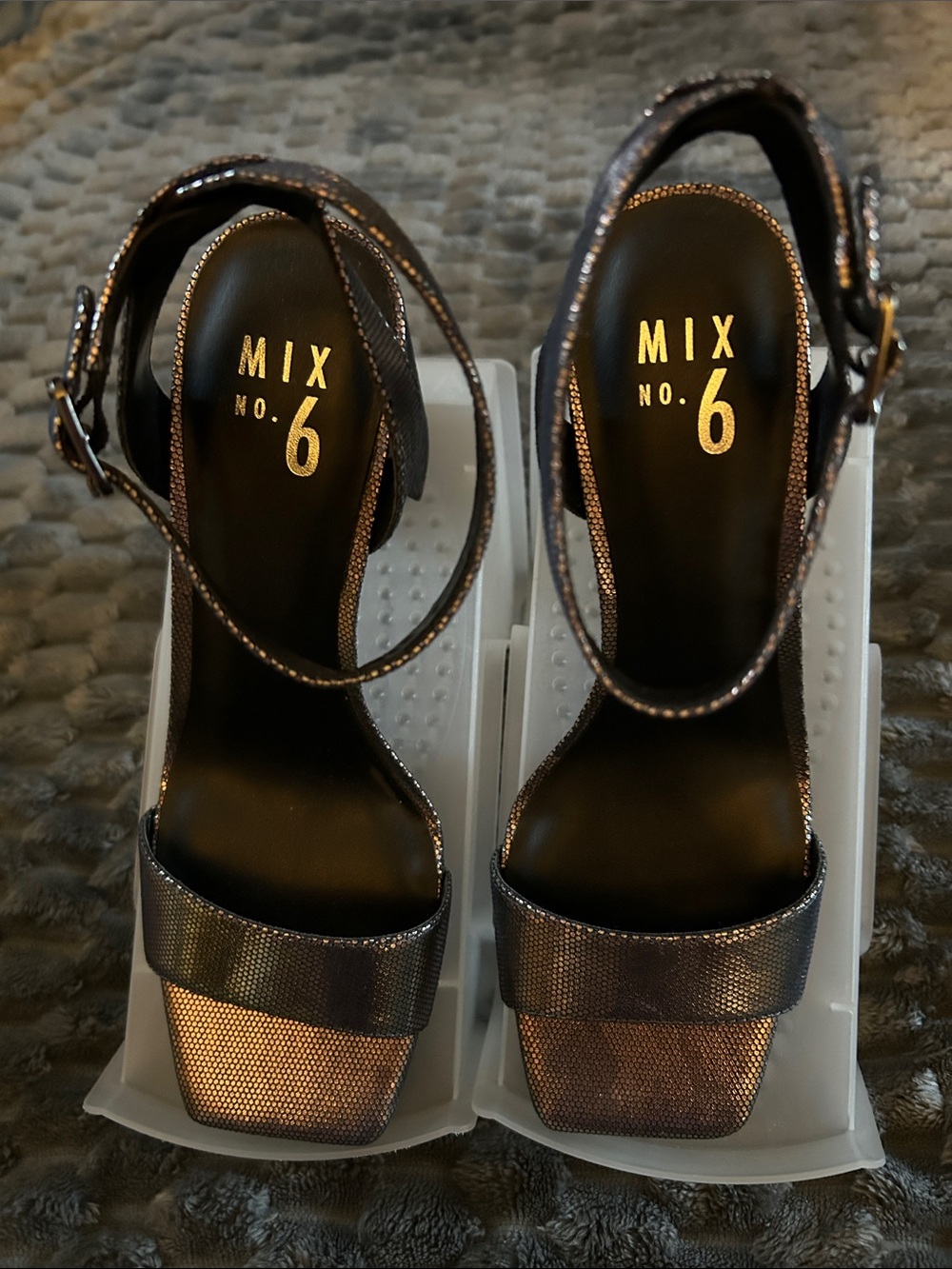 Mix No. 6 Metallic Bronze Ankle-Strap Platform Sandals